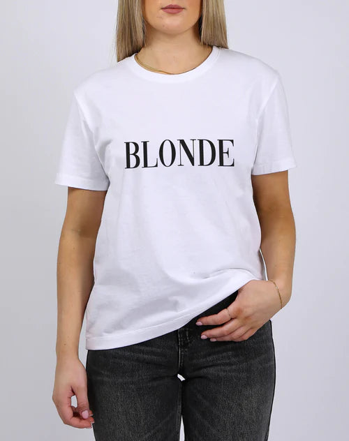 BRUNETTE  The Label   The "BLONDE SERIF" Classic Crew Neck Tee | White