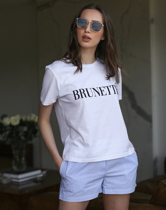 Brunette The Label The "BRUNETTE SERIF" Classic Crew Neck Tee | White
